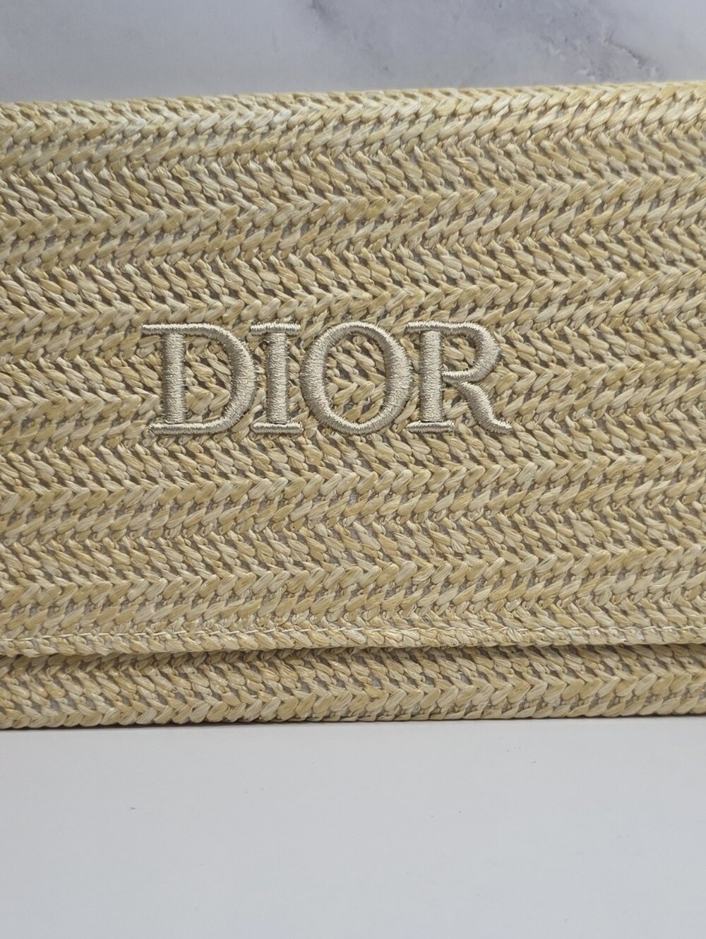 Dior Straw Clutch in Natural Beige